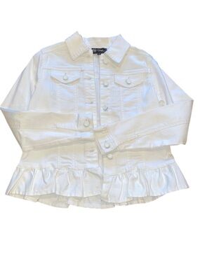 DG2 by Diane Gilman White Ruffle Hem Jean Jacket M